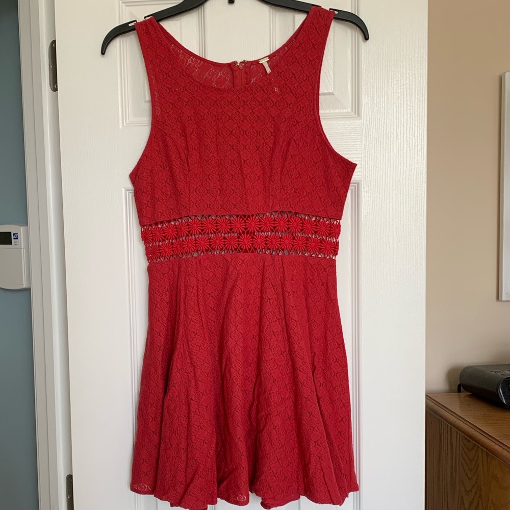 Free People Red Pleated Mini Sundress